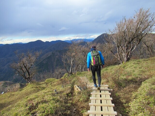 塔ノ岳から不動の清水までの登山ルートの様子