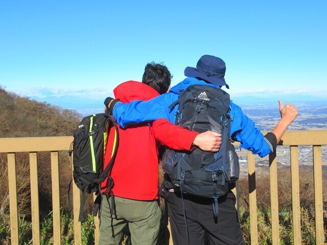 筑波山へ登った登山者二人