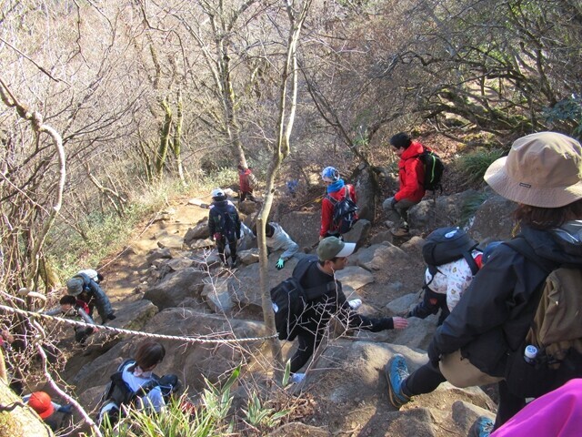 女体山からの下山の様子と混雑