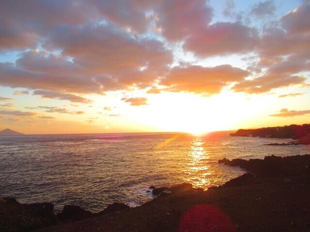 太平洋に沈んだ太陽の景色
