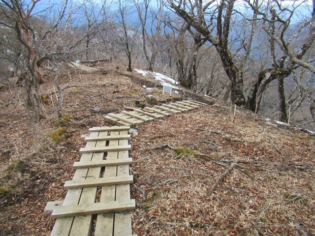 大室山から加入道山避難小屋方面の木道