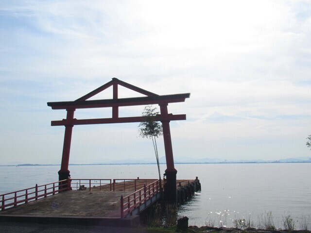 坂本城址付近からの琵琶湖の景色