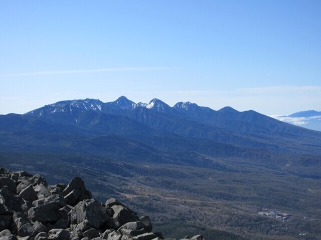 蓼科山登山中の景色