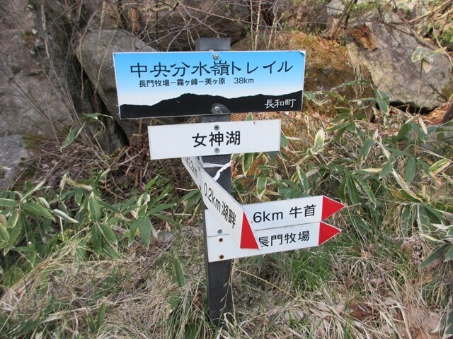中央分水嶺トレイルの女神湖の分岐（入口）