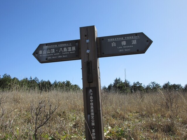 車山の近くにあった中央分水嶺トレイルの看板