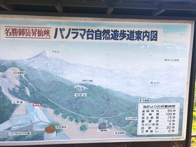 羅漢寺山山頂周辺のエリアマップとコースタイム