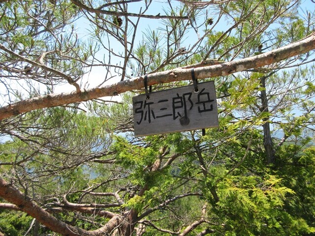 弥三郎岳の山頂プレート