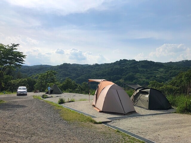 昇仙峡オートキャンプ場絶景サイトの様子