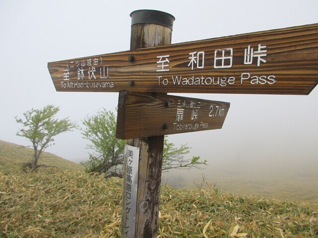 鉢伏山と和田峠、扉峠分岐