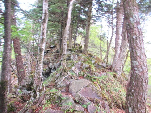 茶臼山への登山ルートは痩せ尾根の岩場歩き