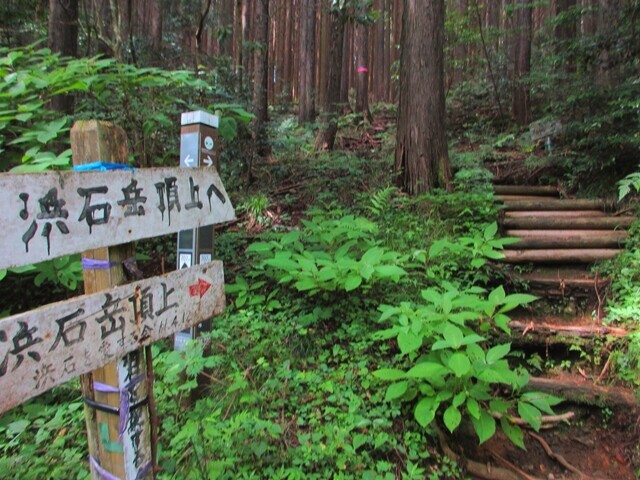 浜石岳登山ルート案内板