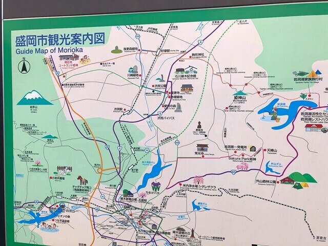 駐車場にあったユートランド姫神周辺の観光スポットの掲示版