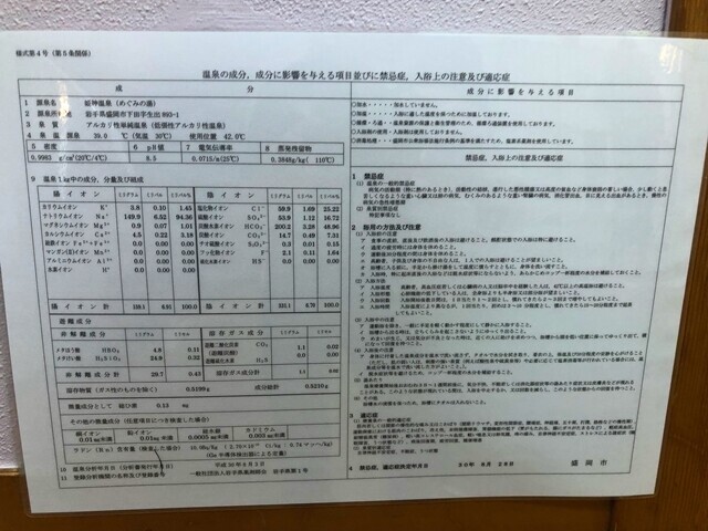 ユートランド姫神の温泉の泉質と効能