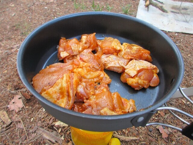 一本杉園地キャンプ場でキャンプ飯作って食べたレビューの様子
