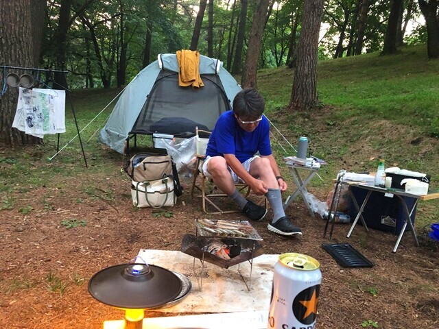姫神山一本杉園地キャンプ場の夜の様子