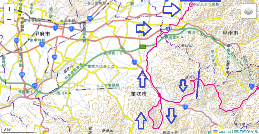 大栃山登山のルート・標高差北尾根バリエーションルート詳細
