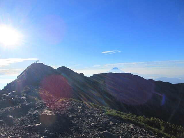 西農鳥岳の山頂を遠望