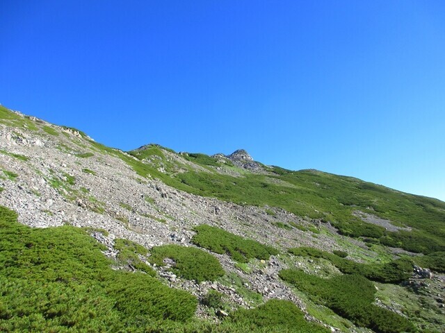 農鳥岳から大門沢降下点方面の景色