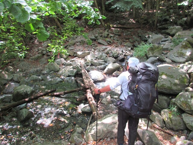 奈良田への登山コースの橋