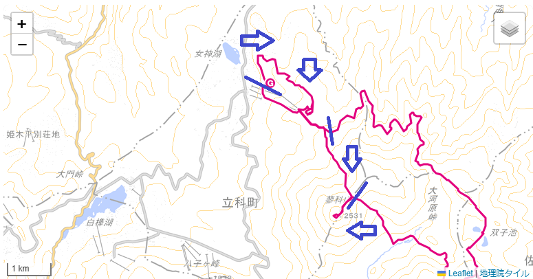 蓼科山7合目駐車場登山ルート・標高差詳細