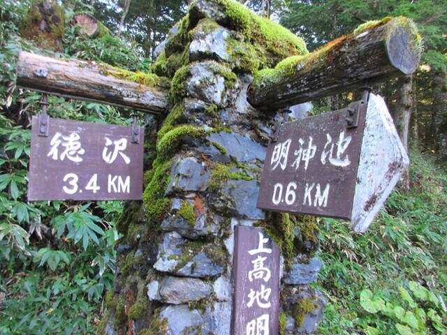 徳澤園への道標と分岐