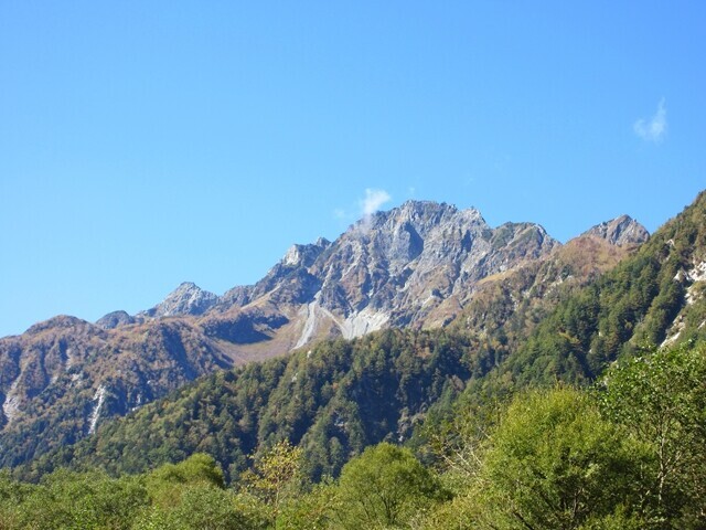 横尾山荘からの前穂高岳の景色