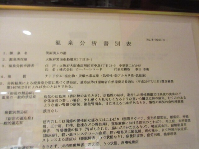 水春温泉大阪の泉質と効能
