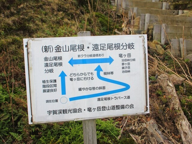 も竜ヶ岳へ至る登山ルート分岐地点