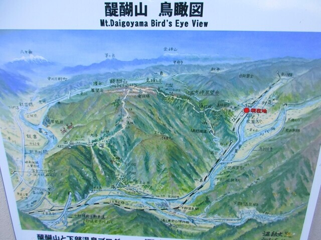 甲斐常葉駅の醍醐山の鳥瞰図