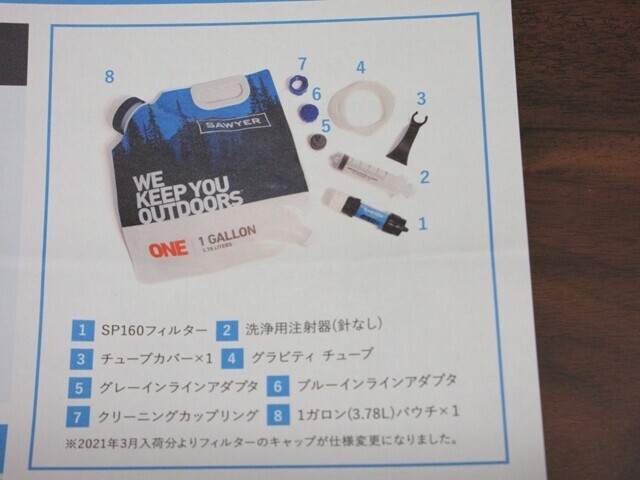 ソーヤー1ガロン グラビティシステムの付属品
