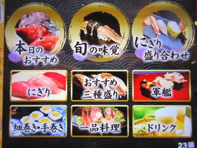 すし玉富山のメニューとカテゴリー