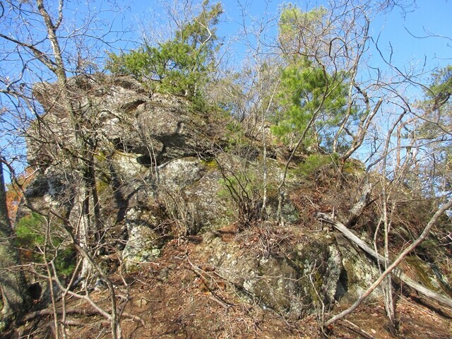 高川山の登山ルート上の大岩