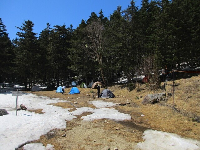 南御室小屋のテント場の様子