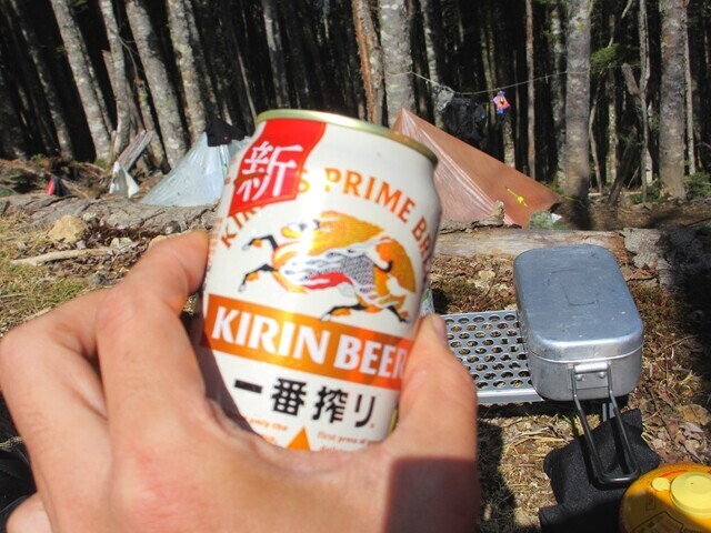 甲武信ヶ岳でテント泊で飲んだビール