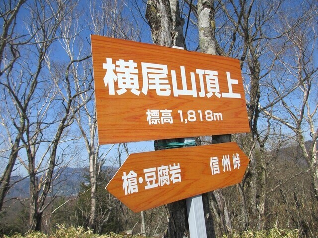 横尾山の標高は１，８１８ｍ