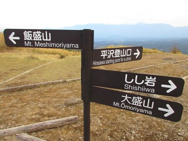 大盛山と飯盛山の平沢登山口への分岐