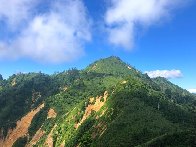 鳥甲山山直下の急登な登山道