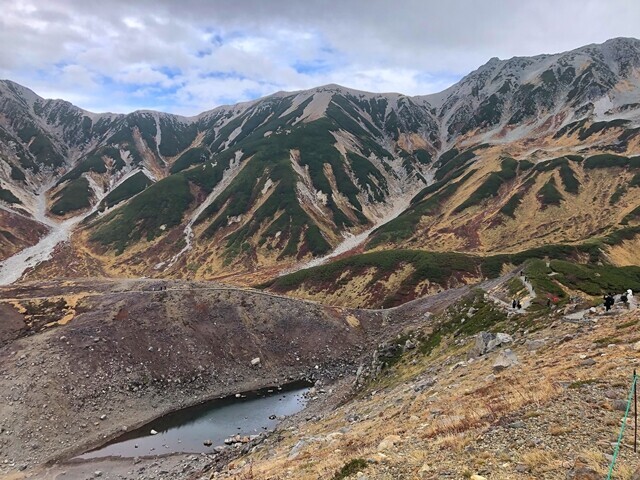 雷鳥荘方面に進む立山観光客