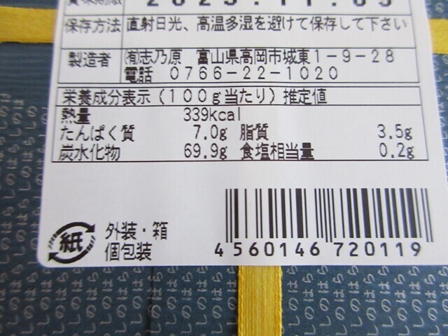 江出の月のカロリーと脂質、塩分詳細