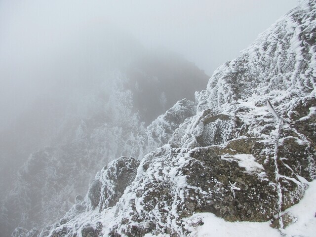 赤岳山頂から真教寺尾根までの高度感