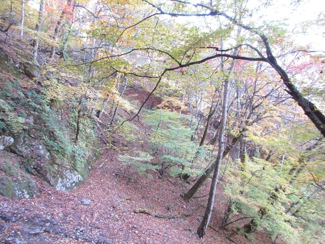 七面山雨畑参道ルートの崩壊地