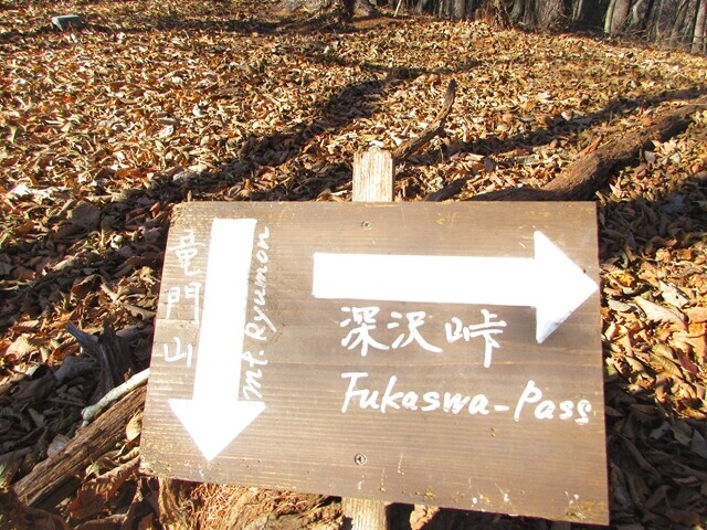 竜門山・深沢峠の分岐