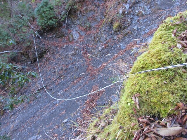 青笹山の滑落注意箇所の崩壊地