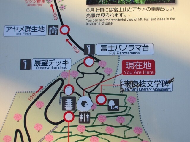 新倉富士浅間神社の五重塔周辺のエリアマップ