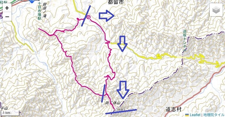 三輪神社から御正体山への登山ルート詳細