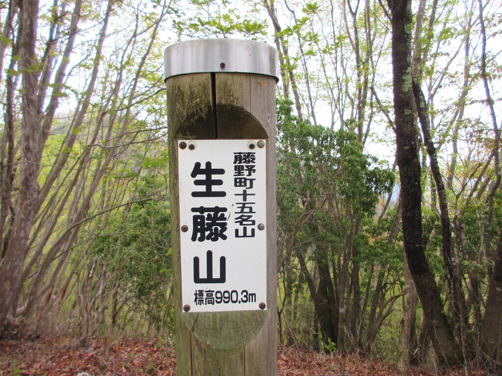 生藤山の標高は、９９０.３ｍ