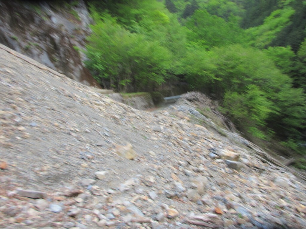 小川谷林道の土砂崩れの様子