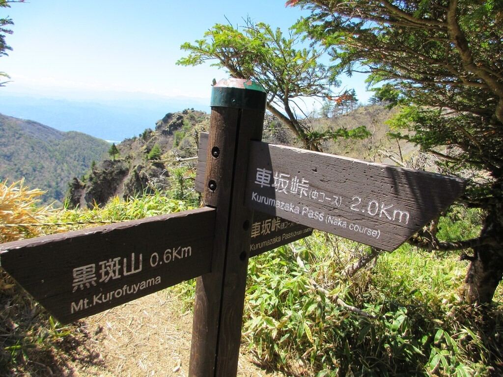 黒斑山と車坂峠中コースの分岐