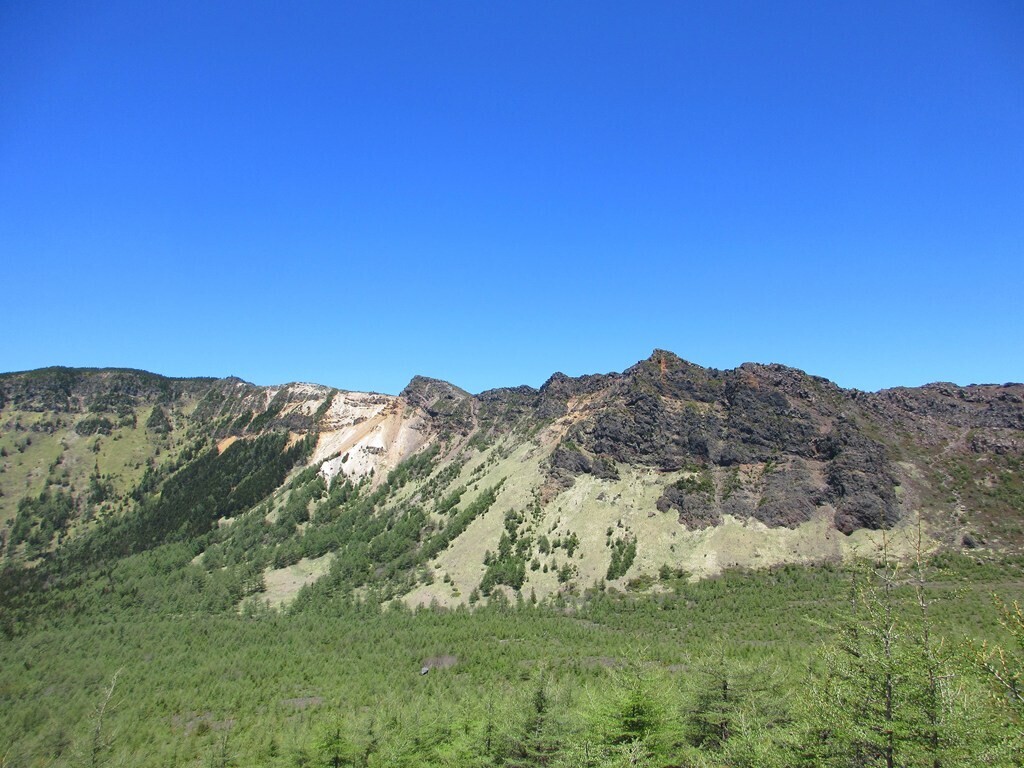 トミーの頭や草すべり、黒斑山など浅間山から一望