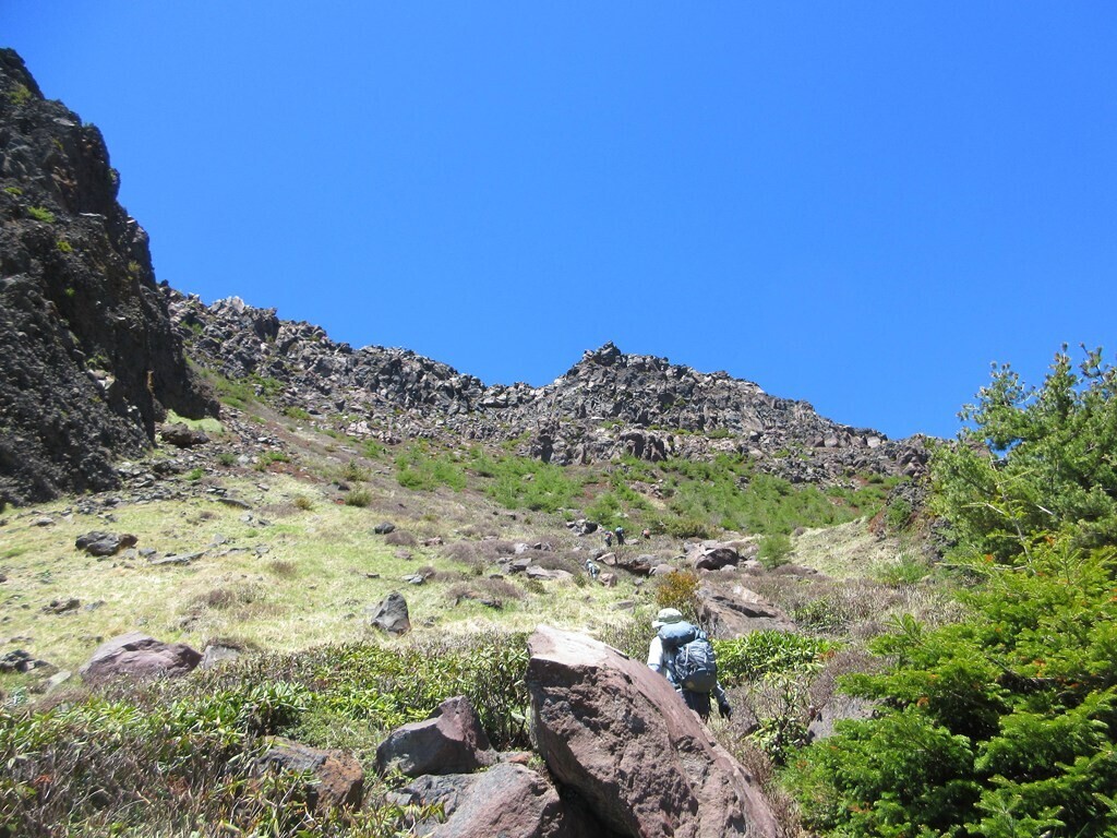 黒斑山への登山の核心部になる登山ルートの様子